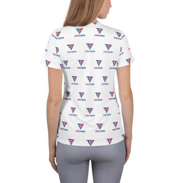 White TriFitness All-Over Print Women's Athletic T-shirt - Image 2