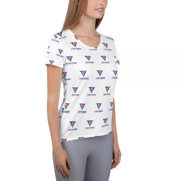 White TriFitness All-Over Print Women's Athletic T-shirt - Image 3