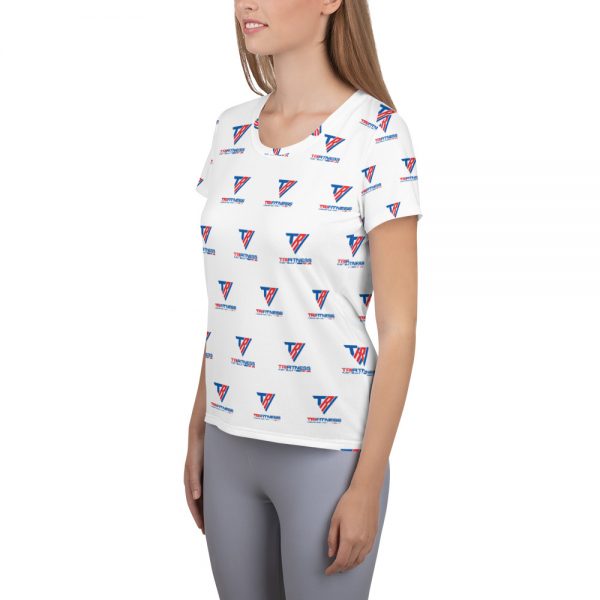 White TriFitness All-Over Print Women's Athletic T-shirt - Image 4